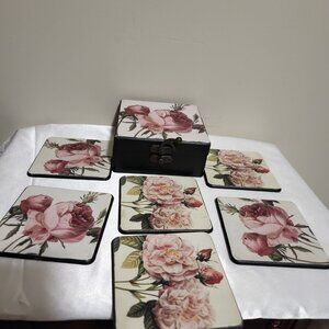 Vintage floral coaster set of 6